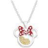 Disney Birthstone Women and Girls Jewelry Minnie Mouse Silver Plated Shaker Pendant Necklace, 18+2 Extender Mickey's 90th Birthday Anniversary