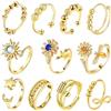 MLPKOI 11PCS Anello Antistress per Donna, Anelli Spinner Con Perline, Impilabili Anelli Antistress, Regolabile Aperto Fidget Ring, Anellos Aperto Regolabile per Ragazze Adolescenti, Donna di Ansia