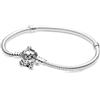 PANDORA Disney Bracciale in maglia a serpente in argento Sterling con chiusura a forma di zucca di Cenerentola con zirconi cubici trasparenti