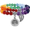 Farfume Braccialetti Chakra da donna - Bracciale con cristalli di pietre curative per donna Bracciale con pietre preziose naturali - Un set di braccialetti con doppia perla