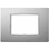 Vimar Serie Eikon - Placca Classica 3 Moduli Bright Eikon Argento Opaco
