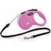 FLEXI NEW CLASSIC COMPACT GUINZAGLIO ESTENSIBILE CORDA 5M. TG. S ROSA