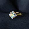 FemousGems Anello Donna Di Fidanzamento In Oro 14K Con Pietra Di Luna Blu, Taglio Quadrato
