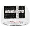 Croce Design Bianco e Nero Moissanite Con 925 Argento Sterling Uomo Anello #996