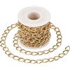Craftdady, Rotolo di catena a maglia barbazzale in alluminio da 5 metri, con maglie non saldate, con bobina, in stile punk cubano, per collane, bracciali e gioielli fai da te, oro