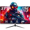FYHXele Monitor 27 pollici 170hz,IPS, 1ms MPRT, monitor da gioco QHD 1440P (2560X1440), supporto 144hz/165hz/170hz, AMD Freesync Premium Display, Eye Care, DisplayPort, HDMI, supporto VESA