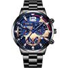MODEO Orologio da uomo con movimento al quarzo e bracciale in metallo - Black Blue
