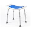 Mobiclinic®, Sgabello da Bagno, Altezza regolabile 42-57,5 cm, Seduta antiscivolo in EVA PAD, Leggero, Fori di Drenaggio, Puntali Antiscivolo, Design ergonomico curvo, Alluminio, Santana