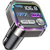 GizmoVine FM Trasmettitore Bluetooth Auto, Dispositivo Bluetooth per Auto | USB C QC PD 36W Adattatore Accendisigari, Cassa Ricevitore Parrot connettore, Car Radio MP3 Transmitter