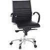 HJH Office 660502 Sedia direzionale professionale PARMA 10 pelle nera/cromo sedia da ufficio moderna, schienale medio-alto
