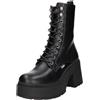 Buffalo Mila Lace Up Mid Stivali Neri Donna, Nero , 7 UK