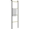 HOMCOM Portasciugamani 49 x 167,5 cm portasciugamani con 4 aste, salvaspazio per asciugamani da bagno, vestiti, coperte, giornali, acciaio, nero