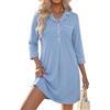 Ocextami Camicia da Notte Donna 3/4 Manica Lunga Scollo a V e Bottoni | Vestaglia donna aperta davanti morbido e leggero stile Boyfriend con taschino sul petto elegante adatta a tutte le stagioni