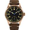 SAN MARTIN NC Orologio da uomo San Martin Bronze Pilot Orologio da uomo meccanico manuale in vetro zaffiro luminoso con fondello trasparente