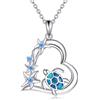 VONALA Collana in argento Sterling 925 con ciondolo a forma di stella marina e cuore, idea regalo per donne, Medio, Argento sterling, Opale