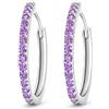 LES FOLIES DI PAOLA GRIECO Coppia di Orecchini a Cerchio Lilla cerchietti strass in argento 925 rodiato - Hoops Collection