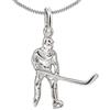 CLEVER SCHMUCK Collana con ciondolo giocatore di hockey su ghiaccio, 17 x 19 mm, 3D e catena lucida, 45 cm, in argento Sterling 925, con custodia blu