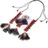KARMABCN Collana o ciondolo in stile indiano, realizzato con osso e piume, collana in osso, ciondolo di ispirazione indiana