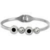 inSCINTILLE Bangles Bracciale rigido donna in acciaio inossidabile con zirconi e onice, confezione regalo inclusa