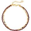 Jenosy Bracciale da donna in oro con pietre miste, placcato oro 18 carati, braccialetto di perle personalizzato fatto a mano