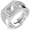 HALUKAKAH Anello in Oro con Diamanti Iced out,Uomo Placcato in Oro 18 Carati/Finitura in Oro Bianco Anello Taglia Regolabile con 0 Pacco Regalo