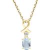 Ivy Gems Catenina in oro giallo 9 kt, con pendente a goccia con acquamarina e diamanti, 6 x 4 mm, lunghezza 46 cm