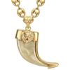 BOBIJOO JEWELRY - Pendentif Griffe de Lion en résine Support tête de Lion et pierres Chaîne Grain de Café 60 cm Acier et Or