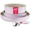 Lagostina Ingenio Pastel, Set Padelle Antiaderenti 4 Pezzi, Color Rosa | Rivestimento Antiaderente, Manico Rimovibile, Design Salvaspazio, Compatibile con Induzione e Forno