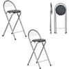 ZZINOKE Set di 2 Sgabello Bar Pieghevole, Nessun Montaggio Richiesto,Sgabello Pieghevole Portatile per Cucina,Bistrot,Negozio,Eventi all'Aperto, Altezza seduta 61 cm (Argento e Nero)