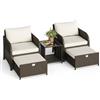 Garvee Set Salotto da Giardino in Rattan 5 Pezzi con Tavolo e Poltrone | Rattan resistente, Cuscini imbottiti, Tavolo da caffè, Set 5 pezzi, Patio, Terrazza, Balcone