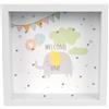 goldbuch 92 0082 - Salvadanaio Welcome Little one, con sfondo intercambiabile, cornice in MDF, portafogli per monete e banconote, con supporto a parete, 18 x 18 x 5 cm, colore: Bianco