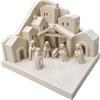 DRW Mistero di forma quadrata, 1 pezzo, design moderno con villaggio, colore beige, 22 x 22 x 15 cm