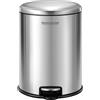 Fackelmann Milano - Pattumiera a pedale da 3 l, in acciaio inox opaco, elegante pattumiera in acciaio inox opaco, supporto per sacchetti integrato, adatto per bagno e WC degli ospiti