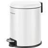 Fackelmann Milano - Pattumiera a pedale da 3 l, elegante pattumiera in bianco opaco, supporto per sacchetti integrato, adatto per bagno e WC degli ospiti