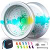 MAGICYOYO V12 JoJo in metallo, JoJo professionale reattivo/inreattivo | YoYo Finger Spin per bambini, doppia modalità, per principianti ed esperti, con 12 corde, set di accessori (argento, verde