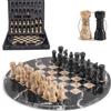 EarthenTones Set di scacchi in marmo per adulti con scatola portaoggetti complementare, 12 nero e corallo, giochi da tavolo fatti a mano per adulti, set di scacchi di alta qualità con regine extra