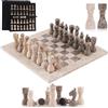 SPESHSTONES Set di scacchi in marmo, 30,5 cm, in travertino e oceanico, fatto a mano, con scatola portaoggetti, classico set di scacchi da viaggio per adulti con pezzi e 2 regine extra, regalo elegante e