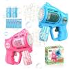 UROINT 2 Pistola a Spara Bolle per Bambini, 15 Fori Macchina Automatico per Bolle di Sapone,2 * 60ml Soluzione, per Bambino Bambina 3 4 5 6 7 8 Anni per estate/attività all'aperto/Compleanno/Feste/Nozze