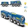 TOPLIVING Locomotiva a batteria (collegamento magnetico) - motorizzata potente compatibile con Thomas, Brio, Chuggington guide in legno, giocattolo treno per tutti/piccoli