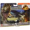 Matchbox Jurassic World Dino Transporter - Veicolo per bambini dai 3 anni, con mini dinosauro per il trasporto (blu) e Dino Veloz
