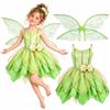 Mishopy Costume da Fata Bambina con Ali Vestito Fata dei Fiori | Travestimento Fatina per Carnevale Halloween Compleanno Festa in Maschera Giochi di Ruolo e Cosplay 4 5 6 7 8 9 10 Anni