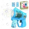 UROINT Pistola a Spara Bolle per Bambini, 15 Fori Macchina Automatico per Bolle di Sapone,2 * 60ml Soluzione, per Bambino Bambina 3 4 5 6 7 8 Anni per estate/attività all'aperto/Compleanno/Feste/Nozze, Blu