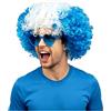 ANPUNAT Set parrucca afro con bandiera nazionale e occhiali a forma di cuore, parrucche colorate al neon, costumi per cosplay, accessori per feste a tema Mondiali 2026 (Blue White Blue)