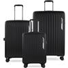bugatti Hera - Set 3 Valigie Rigide con 4 Ruote, Leggere e Resistenti, Taglie S, M, L - Nero