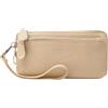 Mabecol Portafoglio Donna in PU con 2 Scomparti con Zip - Borsellino Donna Piccolo Portatile per Telefono, 3 Tasche per Carte, Portamonete Elegante da Portacarte Portadocumenti (Beige)