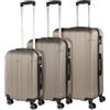 ITACA - Set valigie - Set Valigie Rigide Offerte. Valigia Grande Rigida, Valigia Media Rigida e Bagaglio a Mano. Set di Valigie con Lucchetto Combinazione TSA, Champagne