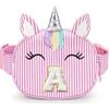YOOLIFE Regalo di compleanno per ragazze e bambini, marsupio con iniziale, borsa a tracolla, rosa, UN, A