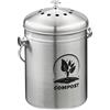 Relaxdays Secchio per compost da cucina, 5 l, piccolo secchio per rifiuti, coperchio e filtro anti-odori, secchio per rifiuti organici, metallo, argento