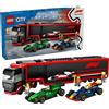 LEGO City 60445 - Camion di F1 con auto di F1 RB20 e AMR24