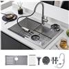 PEBFHSQW Lavello da cucina in acciaio inox 304 50 x 45 cm, lavello piccolo soprapiano con rubinetto, lavabicchieri, tappetino drenante e tagliere scongelante (argento, 50x45x20cm)